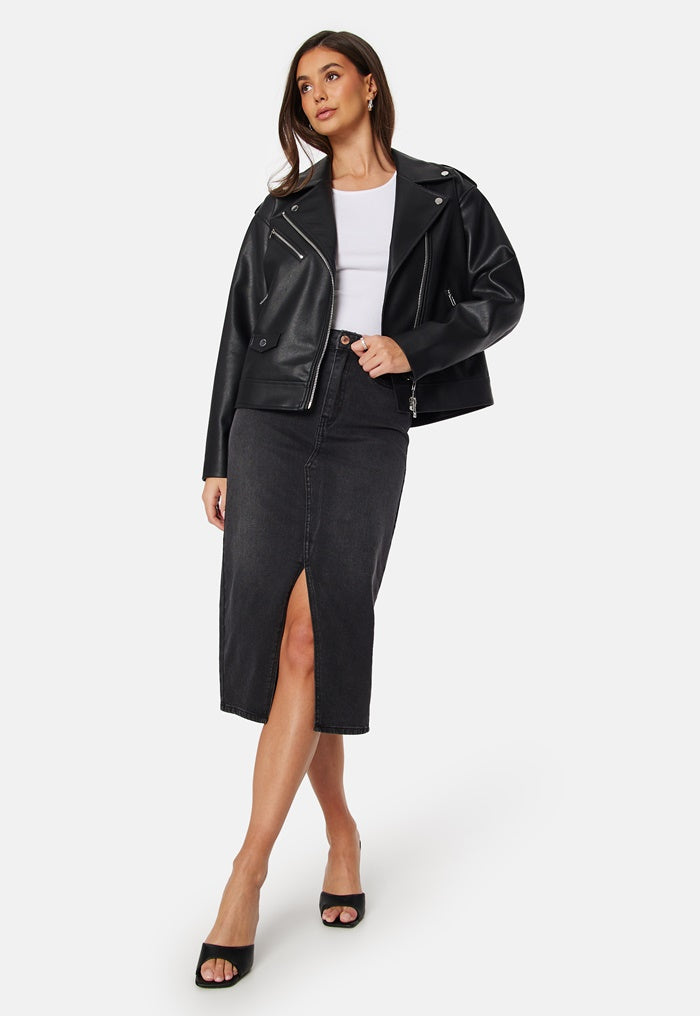 Vera Moda Midi Denim Skirt in Black