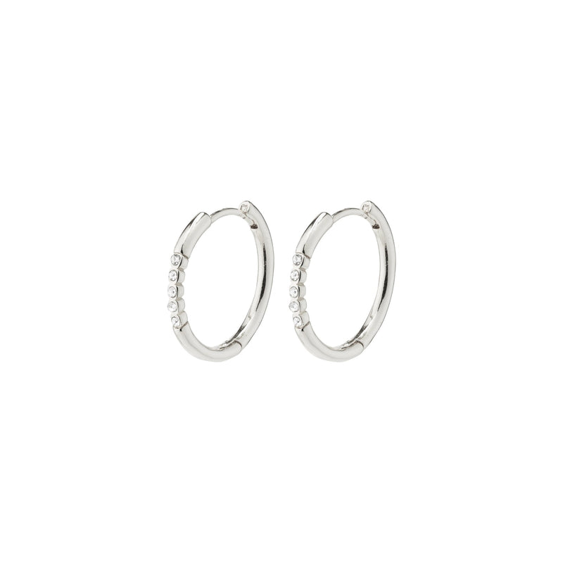 Pilgrim Trudy Large Silver Plated Crystal Hoops