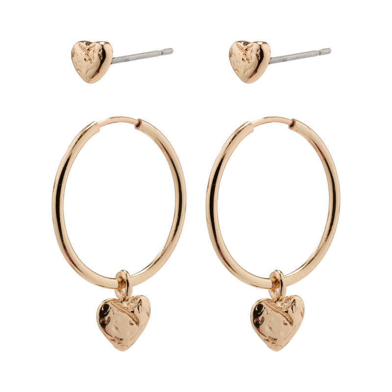 Pilgrim JAYLA Heart Pendant 2-in-1 Rose Gold Plated Earring Set